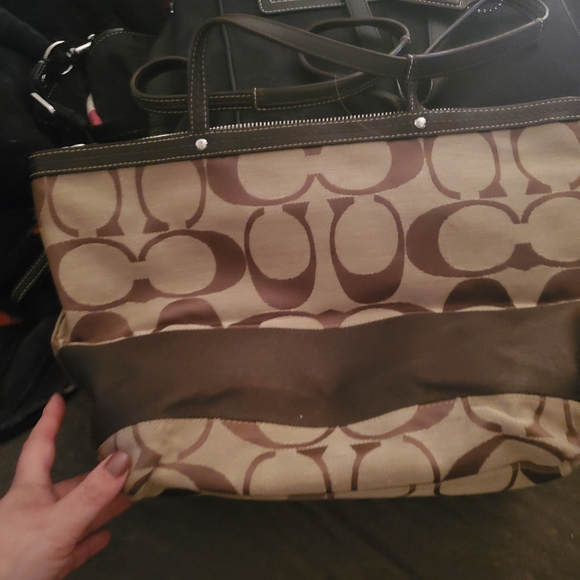 Brown Signature Print Coach Purse - Picture 2 of 3